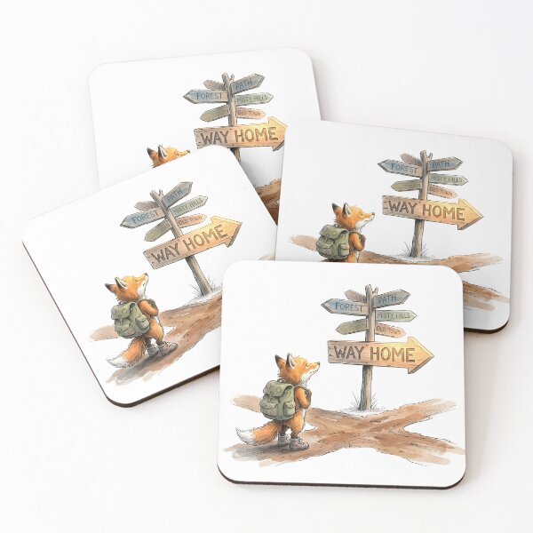 Item preview, Way Home - Traveler Fox At Crossroad Watercolor Art designed and sold by SoulPT.
