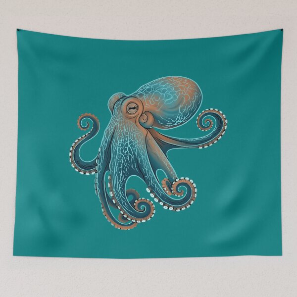 Item preview, Blue Octopus Art – Detailed Marine Creature Illustration for Ocean Lovers designed and sold by ZyxDes.