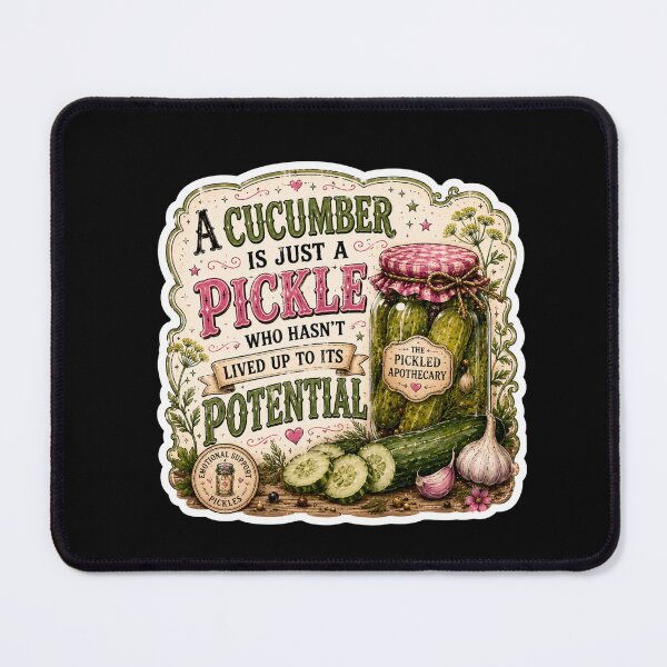Item preview, A Cucumber is Just a Pickle Who Hasn't Lived Up To It's Potential - Funny Pickle Sticker designed and sold by Imagine Ink Design Studio.