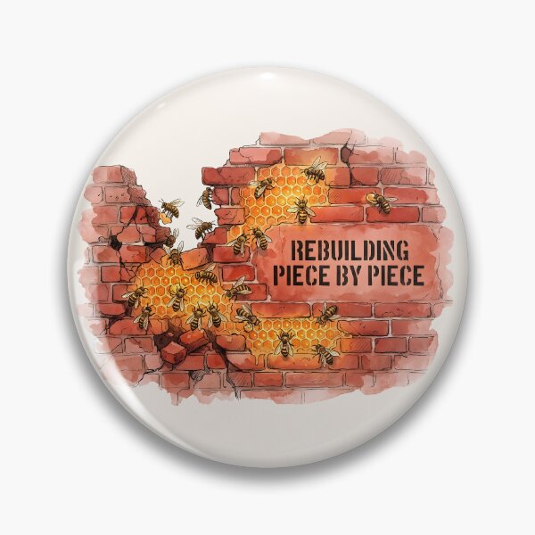 Item preview, Rebuilding Piece By Piece - Resilient Bees and Honeycomb Brick Wall Art designed and sold by SoulPT.