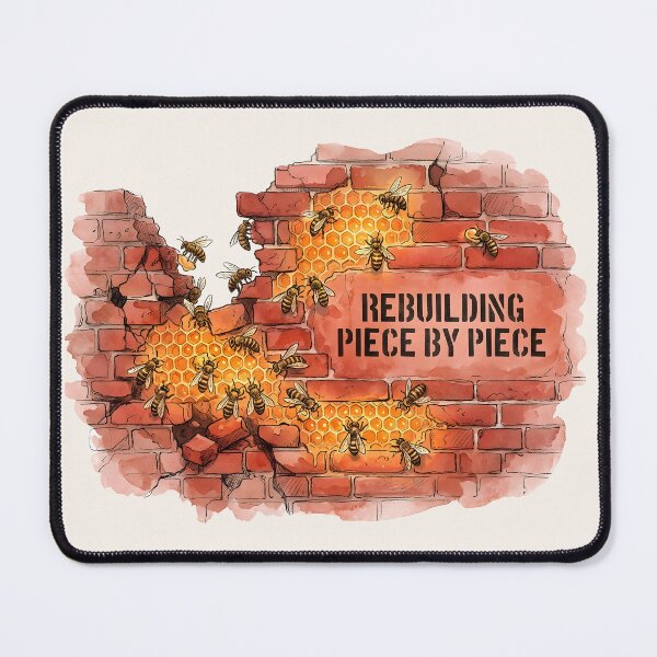 Item preview, Rebuilding Piece By Piece - Resilient Bees and Honeycomb Brick Wall Art designed and sold by SoulPT.