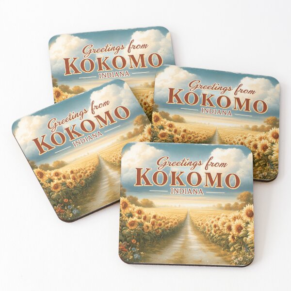 Item preview, Greetings from Kokomo Indiana Vintage Sunflower Travel Poster designed and sold by Boddicca.