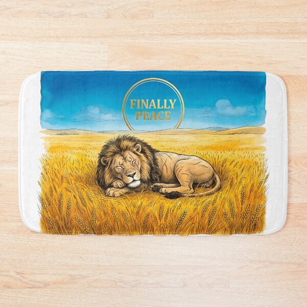 Item preview, Finally Peace - Sleeping Lion in Wheat Field Watercolor Art designed and sold by SoulPT.