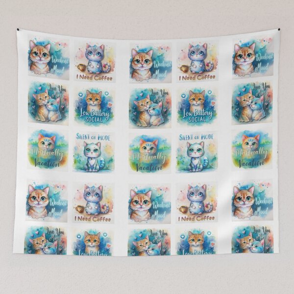 Item preview, Cozy Mood Society Cute Cat Quotes Sticker Sheet designed and sold by Angellacelin.