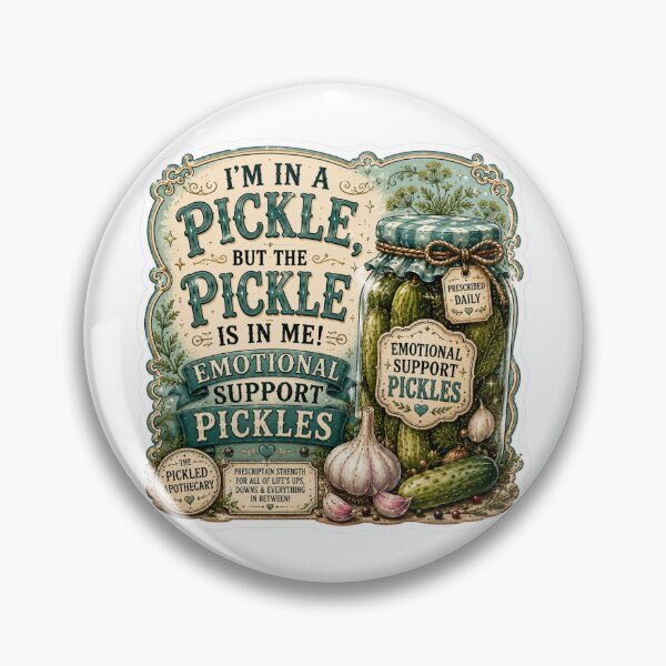 Item preview, I'm in a Pickle, but the Pickle is in Me!- Funny Vintage Pickle Sticker designed and sold by Imagine Ink Design Studio.