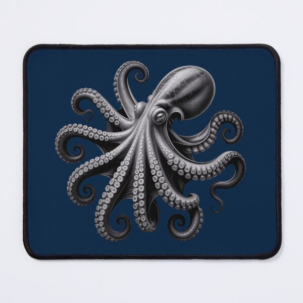 Item preview, Black Octopus Art – Detailed Monochrome Sea Creature Illustration for Ocean Lovers designed and sold by ZyxDes.