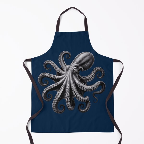 Item preview, Black Octopus Art – Detailed Monochrome Sea Creature Illustration for Ocean Lovers designed and sold by ZyxDes.
