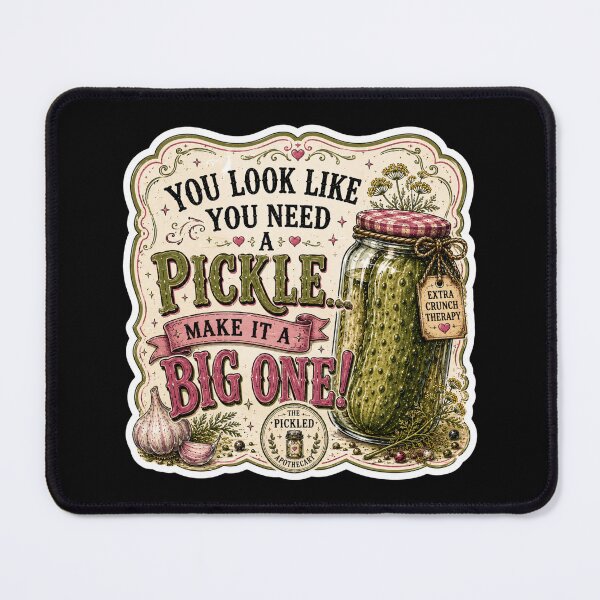 Item preview, You Look Like You Need a Pickle...Make it a Big One!- Funny Vintage Pickle Sticker designed and sold by Imagine Ink Design Studio.