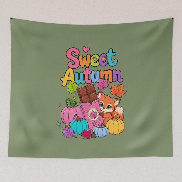 Item preview, Sweet Autumn – Cute Fox with Chocolate & Pastel Pumpkins designed and sold by Aimetoi.