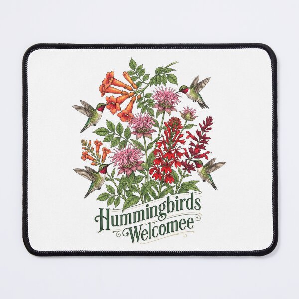 Item preview, Hummingbirds Welcome Native Flower Garden Botanical Design designed and sold by PGRprint.