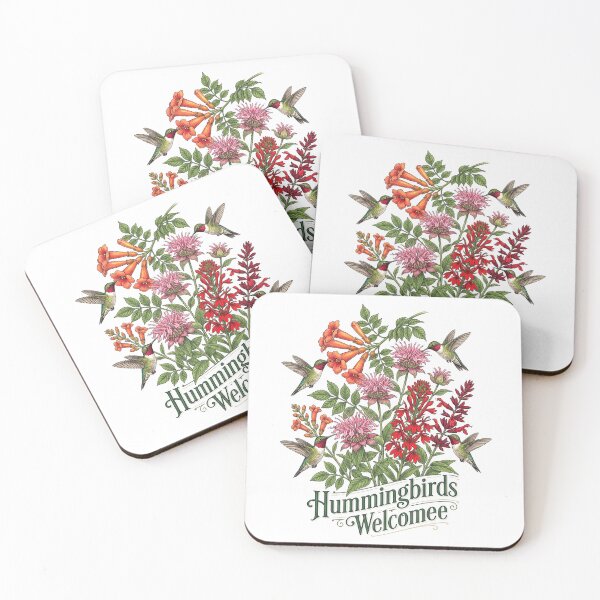 Item preview, Hummingbirds Welcome Native Flower Garden Botanical Design designed and sold by PGRprint.