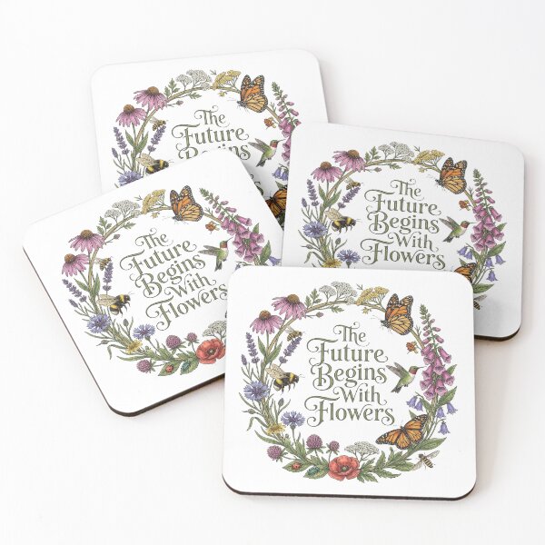 Item preview, The Future Begins With Flowers Vintage Wildflower Wreath Botanical Design designed and sold by PGRprint.
