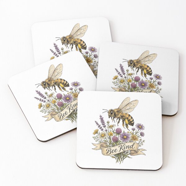 Item preview, Bee Kind Vintage Honey Bee Wildflower Pollinator Garden Floral Design designed and sold by PGRprint.
