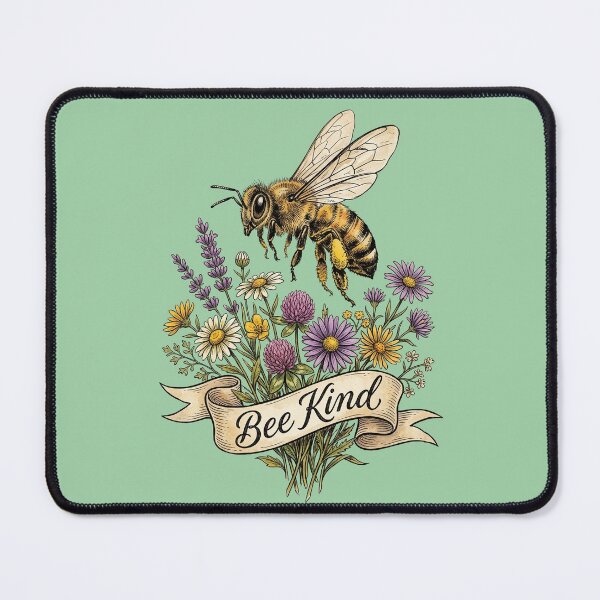 Item preview, Bee Kind Vintage Honey Bee Wildflower Pollinator Garden Floral Design designed and sold by PGRprint.