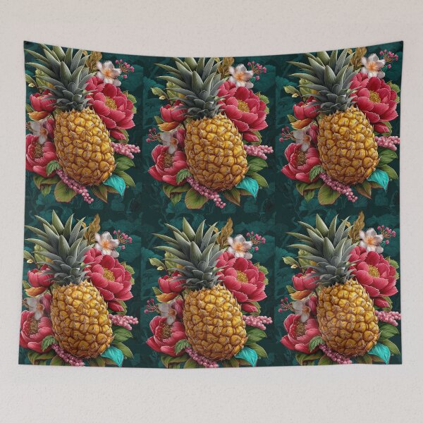 Item preview, Pineapple Tropical Fruits and Flowers designed and sold by Grafititee.