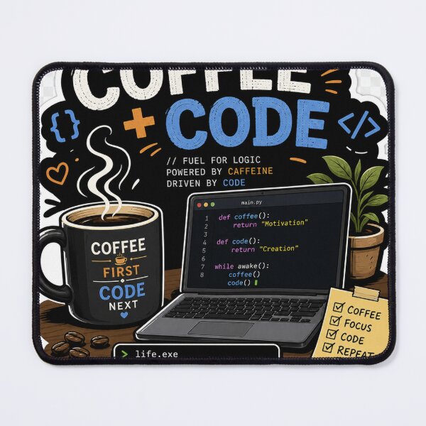 Item preview, Coffee + Code – Powered by Caffeine, Driven by Code designed and sold by Kushwaha18.