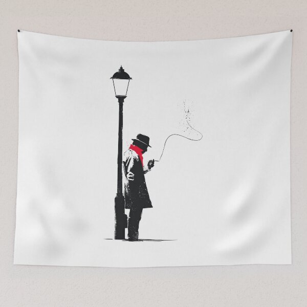 Item preview, Classic Noir Detective Lighting Cigarette Street Ink Poster designed and sold by EdvvinStudios.