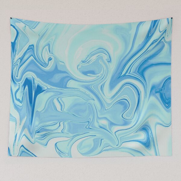 Item preview, Azure Mist – Abstract Swirl in Icy Blue and Pearly White designed and sold by Catfcreations.