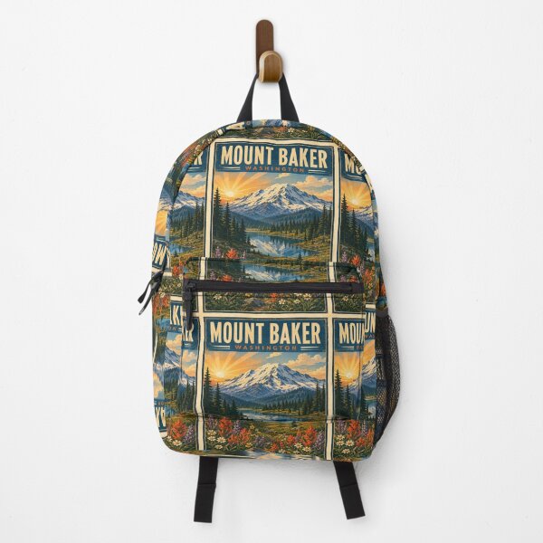 Item preview, Mount Baker Washington Vintage Travel Poster | Retro Volcano National Park Hiking Adventure | Snow-Capped Mountain Vector Art designed and sold by Globalcitytees.