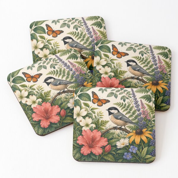 Item preview, Vintage Chickadee Botanical Garden Illustration designed and sold by GameCraftedShop.