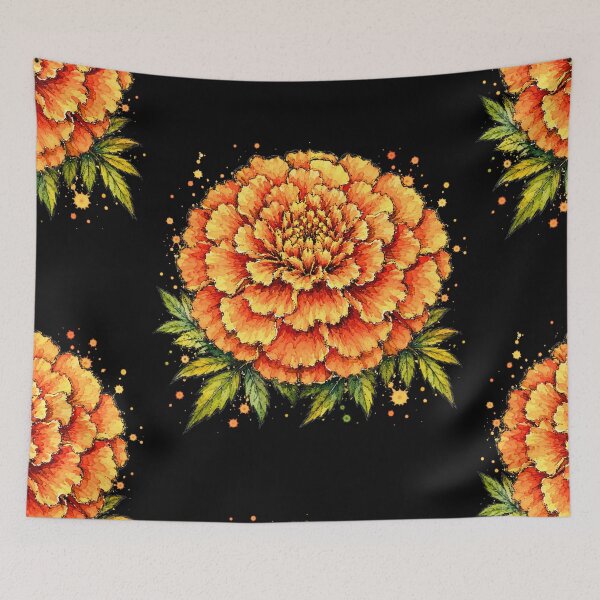 Item preview, Orange Marigold Watercolor Art – Vibrant Botanical Floral Illustration designed and sold by ColorSplash123.