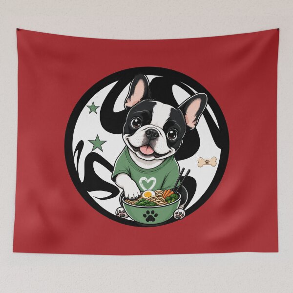 Item preview, Cute French Bulldog Ramen Lover Kawaii Frenchie Eating Noodle Bowl Japanes Food Dog Illustration designed and sold by Rosie's Wildflower Boutique.