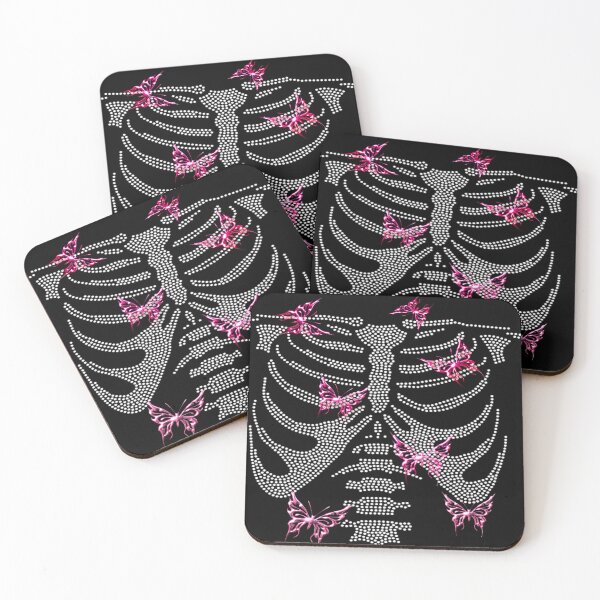 Item preview, Pink Butterflies on Skeleton Ribcage Art designed and sold by BaddieNz.