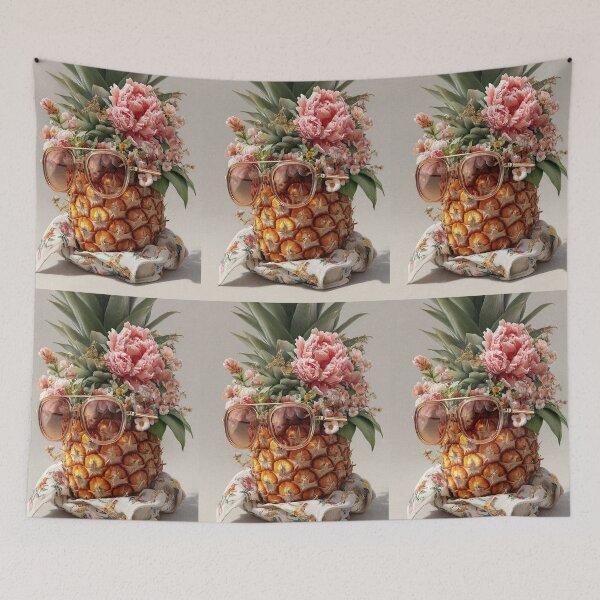 Item preview, Pineapple Tropical Fruits and Flowers designed and sold by Grafititee.