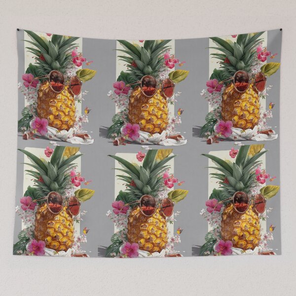 Item preview, Pineapple Tropical Fruits and Flowers designed and sold by Grafititee.