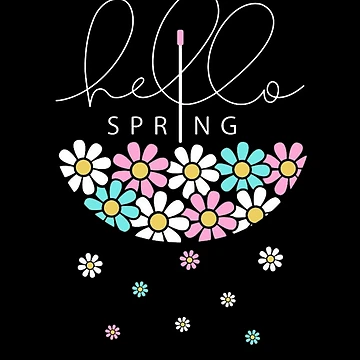 Artwork thumbnail, Hello Spring | Floral Flower Typography Spring Season Design by RajDeals