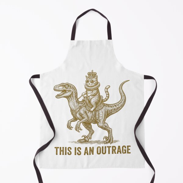Item preview, This Is An Outrage Royal Cat Riding Dinosaur Vintage Engraving designed and sold by raedattia.