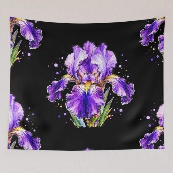 Item preview, Purple Iris Watercolor Art – Elegant Botanical Floral Illustration designed and sold by ColorSplash123.