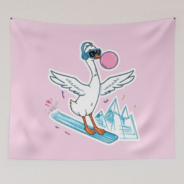 Item preview, Cool Goose Snowboarding with Bubble Gum | Funny Animal Sticker designed and sold by Syrupulse.