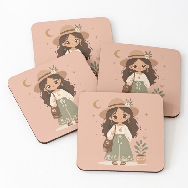 Item preview, Boho Girl with Sun Hat and Plants Illustration designed and sold by Cerys-GS.