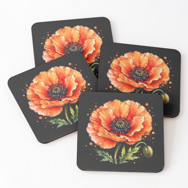 Artikelvorschau, Orangefarbene Mohnblume – Aquarellillustration in leuchtenden Farben entworfen und verkauft von ColorSplash123.