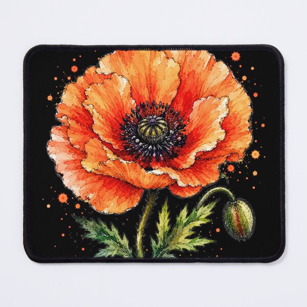 Artikelvorschau, Orangefarbene Mohnblume – Aquarellillustration in leuchtenden Farben entworfen und verkauft von ColorSplash123.