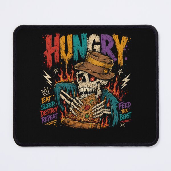 Item preview, Hungry Eat Sleep Destroy Repeat Feed The Beast Pizza Skeleton Attitude designed and sold by HumansStuck12.