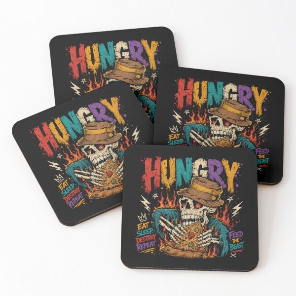 Item preview, Hungry Eat Sleep Destroy Repeat Feed The Beast Pizza Skeleton Attitude designed and sold by HumansStuck12.