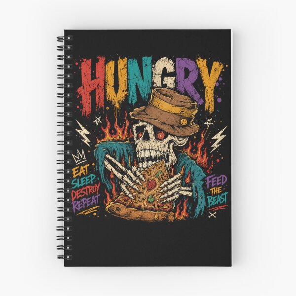 Item preview, Hungry Eat Sleep Destroy Repeat Feed The Beast Pizza Skeleton Attitude designed and sold by HumansStuck12.