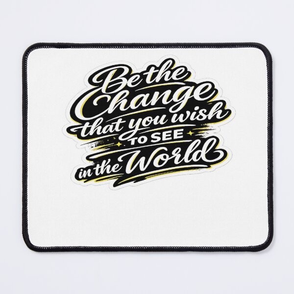 Item preview, Be the Change – White, Black & Yellow Motivational Typography Sticker | Bold Quote | Transparent Background designed and sold by DreamRunArt.