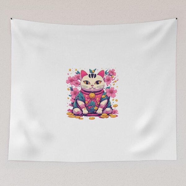 Aperçu de l'œuvre Chat Maneki Neko porte-bonheur créée et vendue par Shivamartwark.