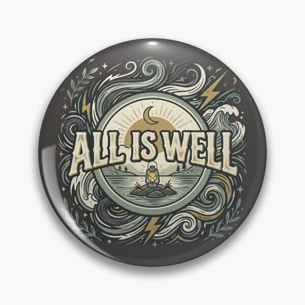 Item preview, All Is Well Vintage Typography T-Shirt | Minimalist Lantern Nature Quote | Inspirational Retro Aesthetic Design designed and sold by Bhaskar Digital Art.