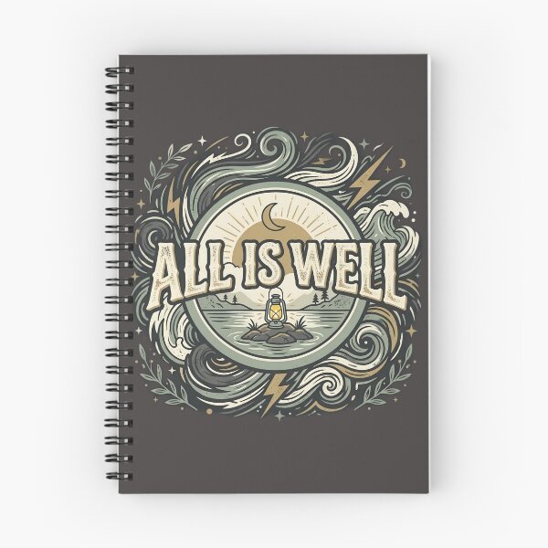 Item preview, All Is Well Vintage Typography T-Shirt | Minimalist Lantern Nature Quote | Inspirational Retro Aesthetic Design designed and sold by Bhaskar Digital Art.