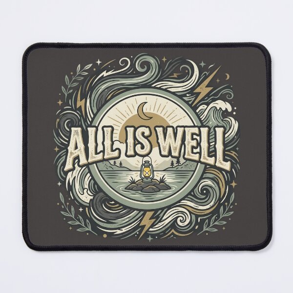 Item preview, All Is Well Vintage Typography T-Shirt | Minimalist Lantern Nature Quote | Inspirational Retro Aesthetic Design designed and sold by Bhaskar Digital Art.