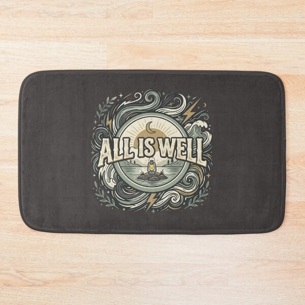 Item preview, All Is Well Vintage Typography T-Shirt | Minimalist Lantern Nature Quote | Inspirational Retro Aesthetic Design designed and sold by Bhaskar Digital Art.