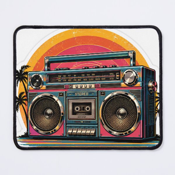Item preview, Retro Sunset Boombox Sticker designed and sold by CosmicDreamAI.