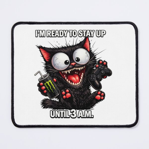 Item preview, I'm Ready To Stay Up Until 3 A.M. Funny Black Cat Gamer Shirt designed and sold by IMOBILYARI VibeCore.