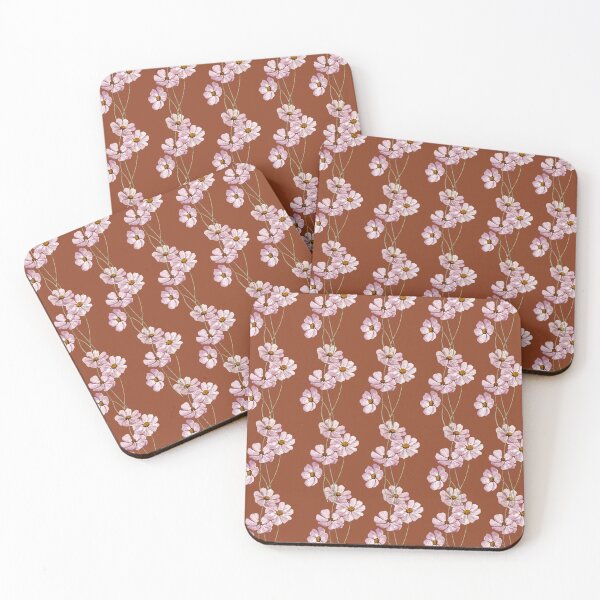 Item preview, Dusty Pink Flowers on Terracotta | Earthy Botanical Art designed and sold by ​Jyoti Digital Artist.