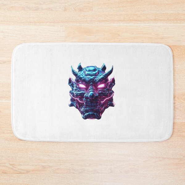 Item preview, Cyber Oni Mask – Neon Blue & Pink Futuristic designed and sold by Shivamartwark.