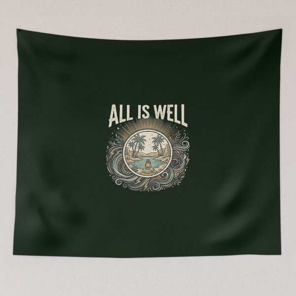 Item preview, All Is Well Vintage Typography T-Shirt | Minimalist Lantern Nature Quote | Inspirational Retro Aesthetic Design designed and sold by Bhaskar Digital Art.